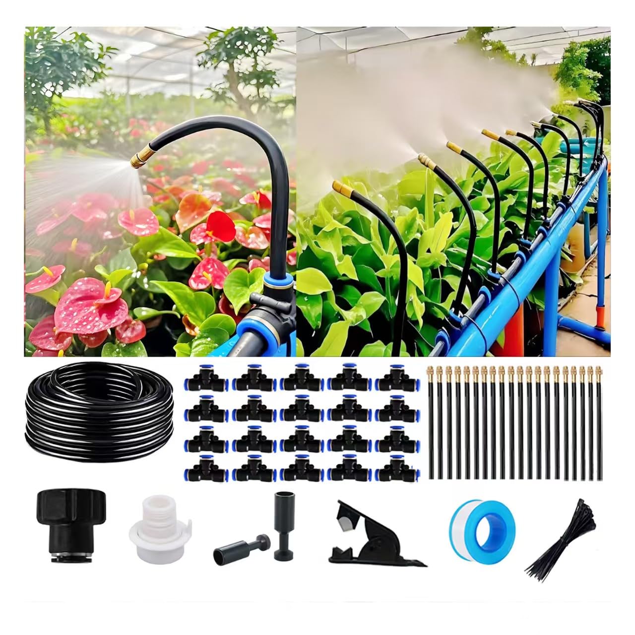 Photo 1 of ??Drip Irrigation Kit Automatic Watering System for Potted Plants, 360 Degree Adjustable Copper Micro Sprinklers, Quick Connect Tubing Fittings for Garden, Lawn, Patio, Balcony(20 Nozzles)
