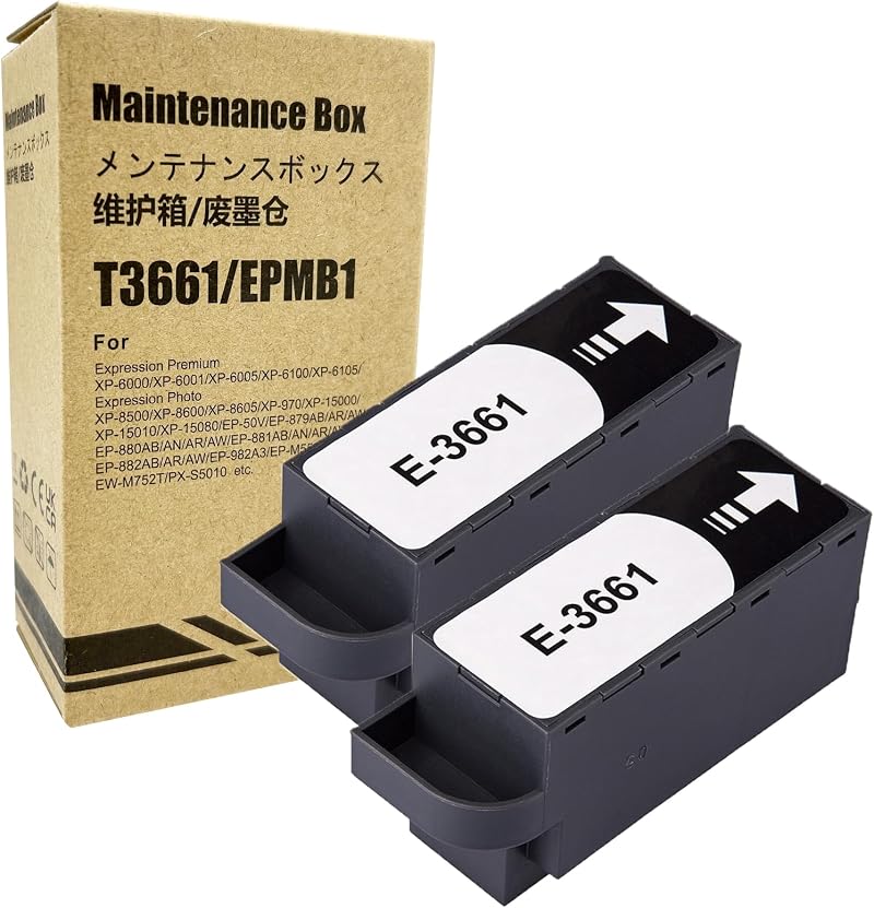 COCADEEX 2 Pcs Ink Maintenance Box T3661 for Epson XP-8500 XP-15000