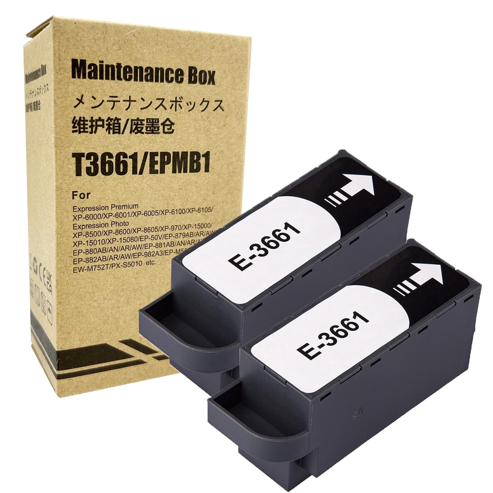 COCADEEX 2 Pcs Ink Maintenance Box Replacement for T3661 or C13T366100,Work with XP-8500 XP-8505 XP-8600 XP‑8605 XP-15000 XP-6000 XP-6001 XP-6005 XP-6100 XP-6105 XP-970 Printer