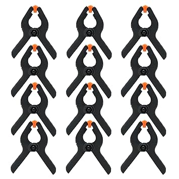 ESUMIC® 12PCS 2Inch schwarze Nylon-Kettenklemmen Hochleistungs-Frühlings-Klemmen für Muslin-Papier-Foto-Hintergrund