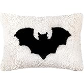 Peryiter Gothic Christmas Decor Bat Plush Pillows Needlepoint Bat Pillows Cute Handicraft for Xmas Halloween Sofa Bed Home Cushion Outdoor Party, 12 x 8 Inches