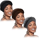 African Women Turban Caps Beanie Pre-Tied Twisted Braids Headwraps for Women Head Scarf Chemo Cancer Headwear Cap