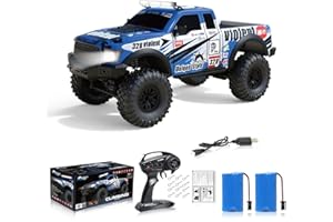 Desdoni RC Cars RC Crawler 1/10 Scale RTR Remote Control Car 4WD 2.4GHz Brushed Offroad Racing Hobby Grade Model Vehicle with LED Lights 2Pcs Battery Toy for Kids and Adults