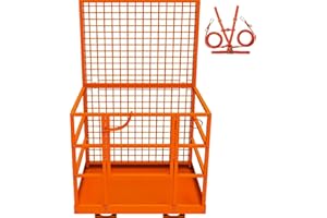 Forklift Safety Cage Work Platform 43"x45", 1800LBS Capacity 2-Person Collapsible Man Basket with Safety Harness & Lock, Oran