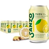 Sanzo Flavored Sparkling Water - Yuzu Lemon Seltzer (with Ginger) | 12oz, 12 Pack, Low Calorie Low Sugar, Craft Asian Drinks, Vegan Gluten Free Carbonated Flavored Water, Fizzy Healthy Drinks