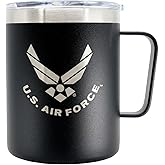 Military Gift Shop U.S. Air Force Coffee Tumbler – Vacuum Insulated Stainless Steel Mug with Handle and Lid, Double Wall Travel Cup, 12oz USAF 1947 Design