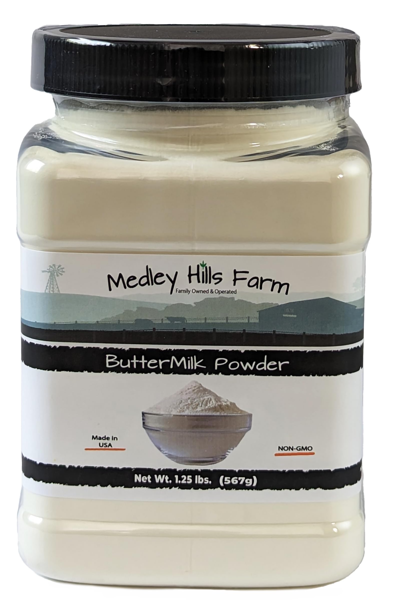 Buttermilk Powder by Medley hills farm 1.25 lbs. in Reusable Container - Perfect powdered buttermilk for baking- Perfect for Bread, Biscuits, Pancakes, Salad Dressing - Non-GMO - Kosher - Made in USA