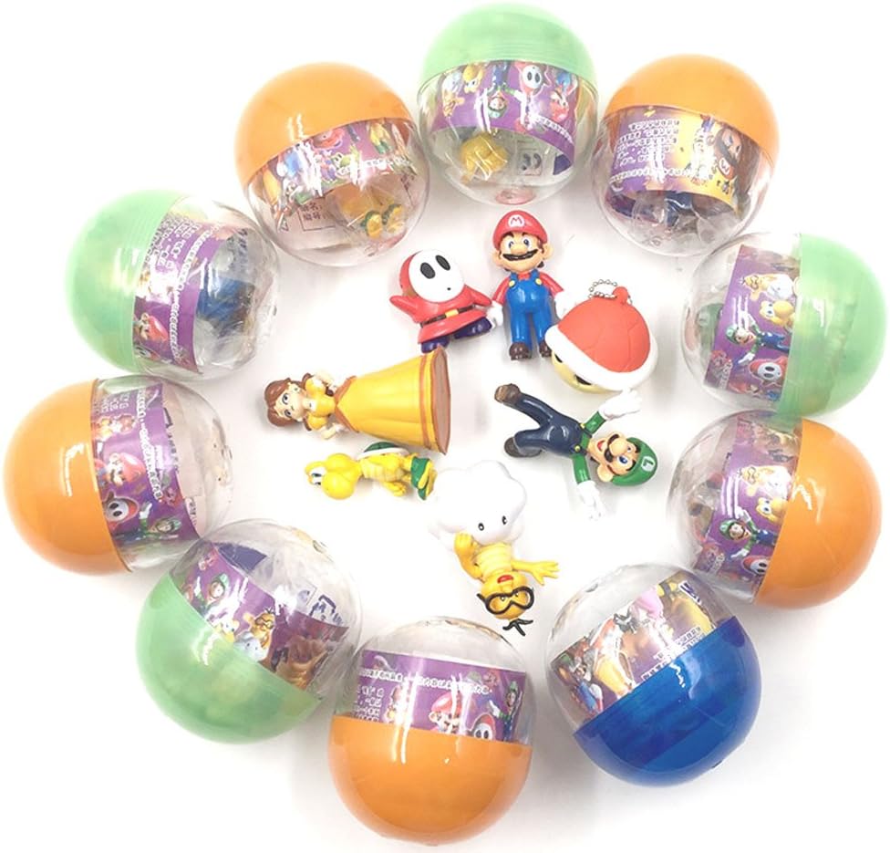 YZC Toys Filled 2 3/4" Acorn Color Shells Party Favor Toy Super Mario Brothers Mini Figures Filled Capsules (18 Count)