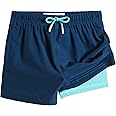 maamgic Boys Swim Trunks with Compression Liner Toddler Stretch Swim Shorts