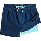 maamgic Boys Swim Trunks with Compression Liner Toddler Stretch Swim Shorts