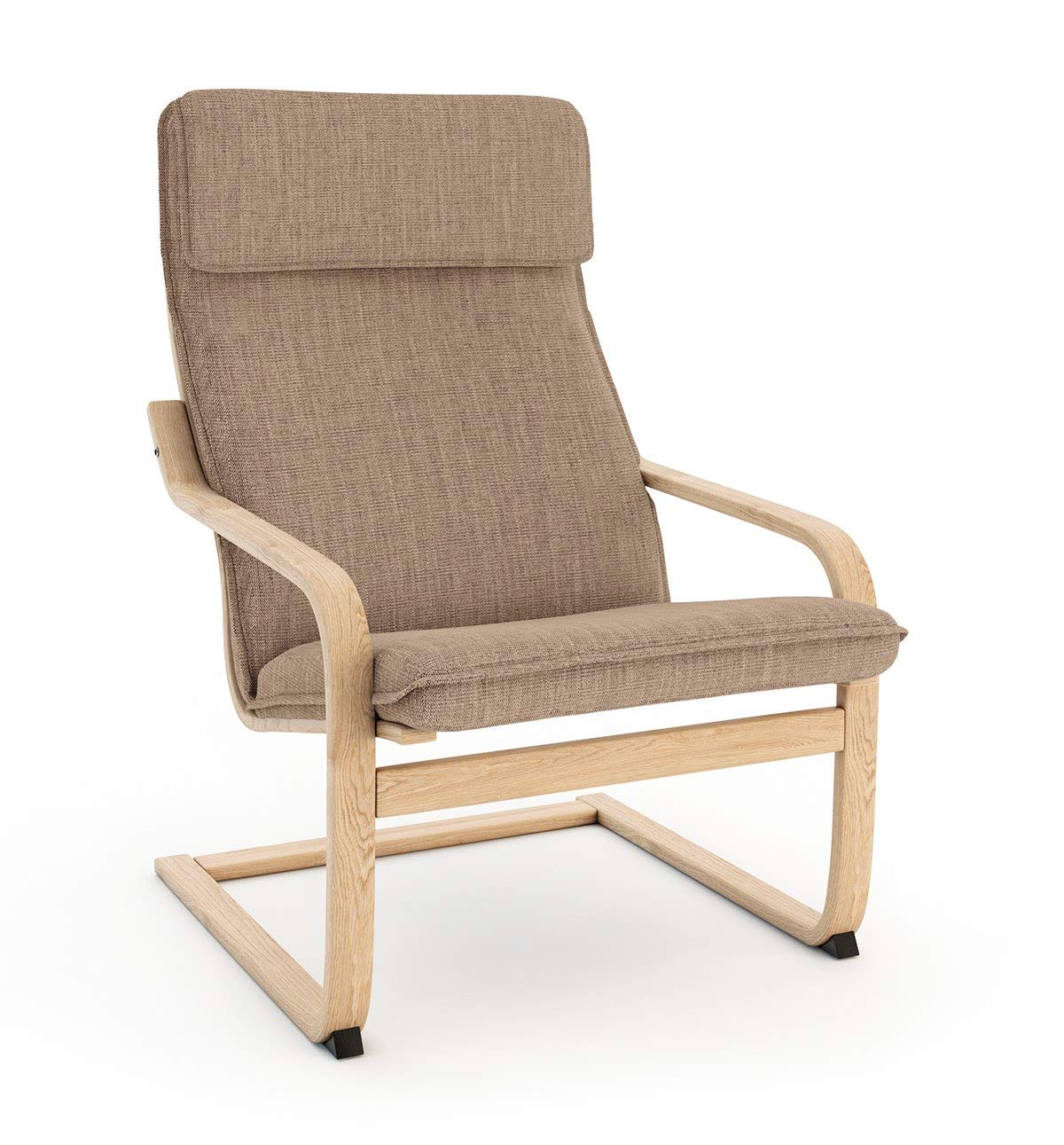 Vinylla Armchair Replacement Cover Made for Ikea Poang Chair (Cushion Design 1, Polyester - Light Khaki)