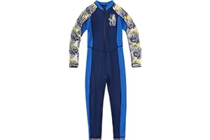 Hiheart Boys Girls Full Body Rash Guard Bathing Suit Sun Protection Front Zip Up One Piece Sunsuit