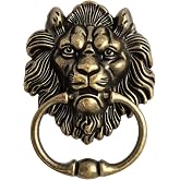QWORK Antique Lion Head Bronze Door Knocker - Classic Vintage Design