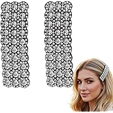 2 Pcs Silver Rhinestones Snap Hair Clips for Women Girls Rectangular Hairpins Korean Barrettes Hair Accessories，Clips and Barrettes