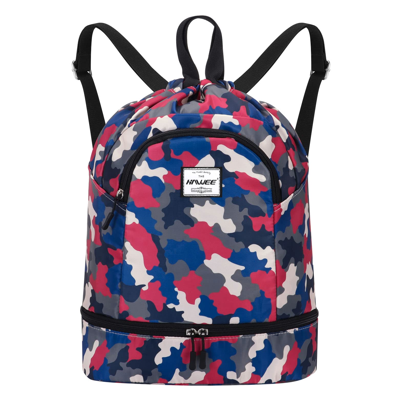 HAWEE Waterproof Drawstring Bags Backpack Large Gym Bag Drawstring Daypack Unisex for Women Men Daily Life School Outdoor Casual Sport Yoga Swim Beach