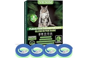 VICSOM 4 Pack Flea Collar for Cats, Cat Flea and Tick Collar Glow in Dark, 8 Months Prevention Cat Flea and Tick Treatment, Waterproof Adjustable Cat Flea Collar, Tick and Flea Collar for Kitten Cat, Blue