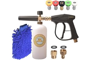 GDHXW X-884 Pressure Washer Gun Foam Cannon 5 Nozzles 2 Conversion Adapter Cleaning Gloves,for Pressure Washer