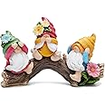 Hodao Spring Hear-No, See-No, Speak-No Gnomes Figurines Decorations Flower Ornaments Scandinavian Tomte Elf Decor Gifts Summer Decoration Home Table (BY-777122)