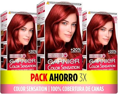 Garnier Color Sensation 3 Box Pack 6.60 Intense Red Permanent Hair Dye