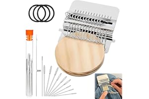 WADFEY Knit Patch Kit PatchMaker 2.0, Portable Darning Loom for Beginners, Knitpatch Kit for Holes Repair on Socks, Clothes & Jeans, Patchwork Weaving Tool Set for Quickly Sewing Repair(21 Hooks)
