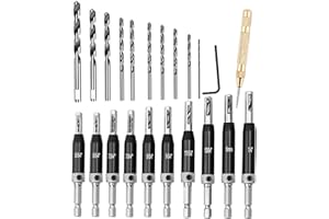 Lyshujli 22Pcs Self Centering Drill Bit Set with Replacement Twist Drill Bits, 1/4" Hex Shank Self Centering Hinge Tapper Core Hole Puncher 5/64'' 7/64'' 9/64'' 11/64'' 13/64'' 5mm 1/4''