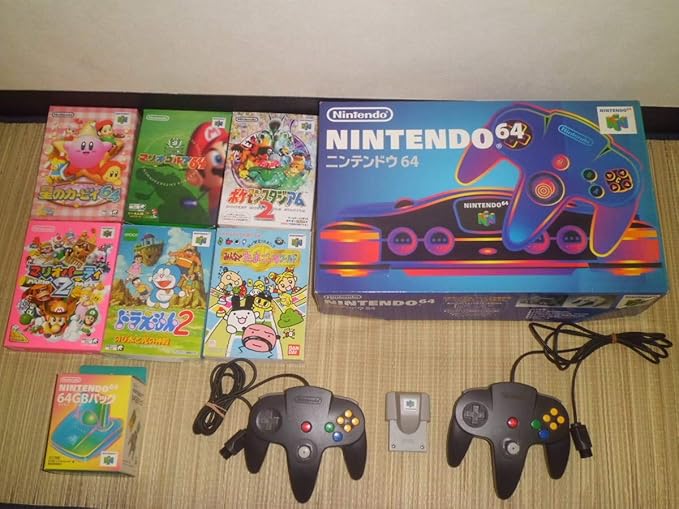 Amazon ニンテンドー64 N64 本体 ソフト 6本 箱 説明書付 コントローラ 3個 星のカービィ ドラえもん マリオテニス マリオパーティ おもちゃ ホビー
