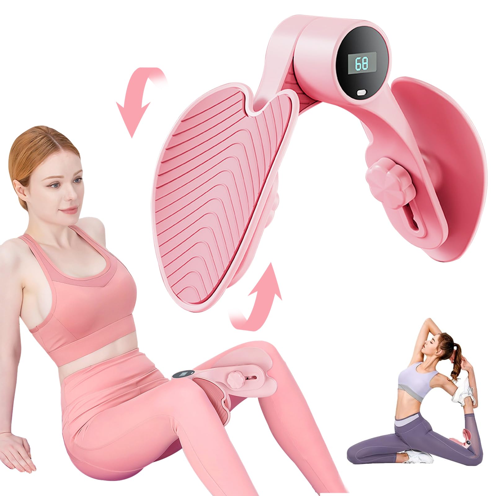 MeYuxg Thigh Trainer, Pink - Multifunctional Pelvic Floor Trainer for Women, Buttocks Shaper, Intelligent Counting Chip, Adjustable Resistance PP Material