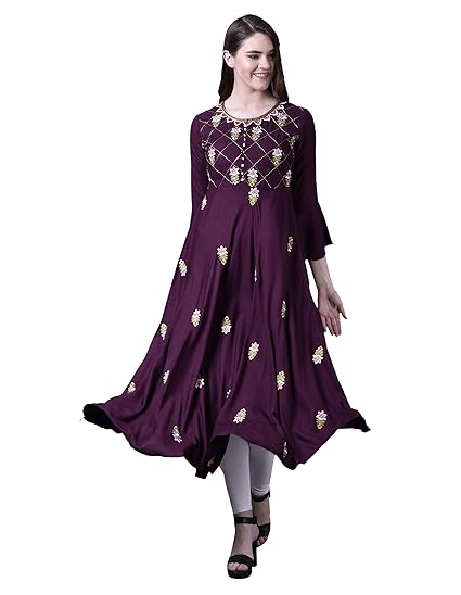 Women Cotton Rayon Embroidered Kurta