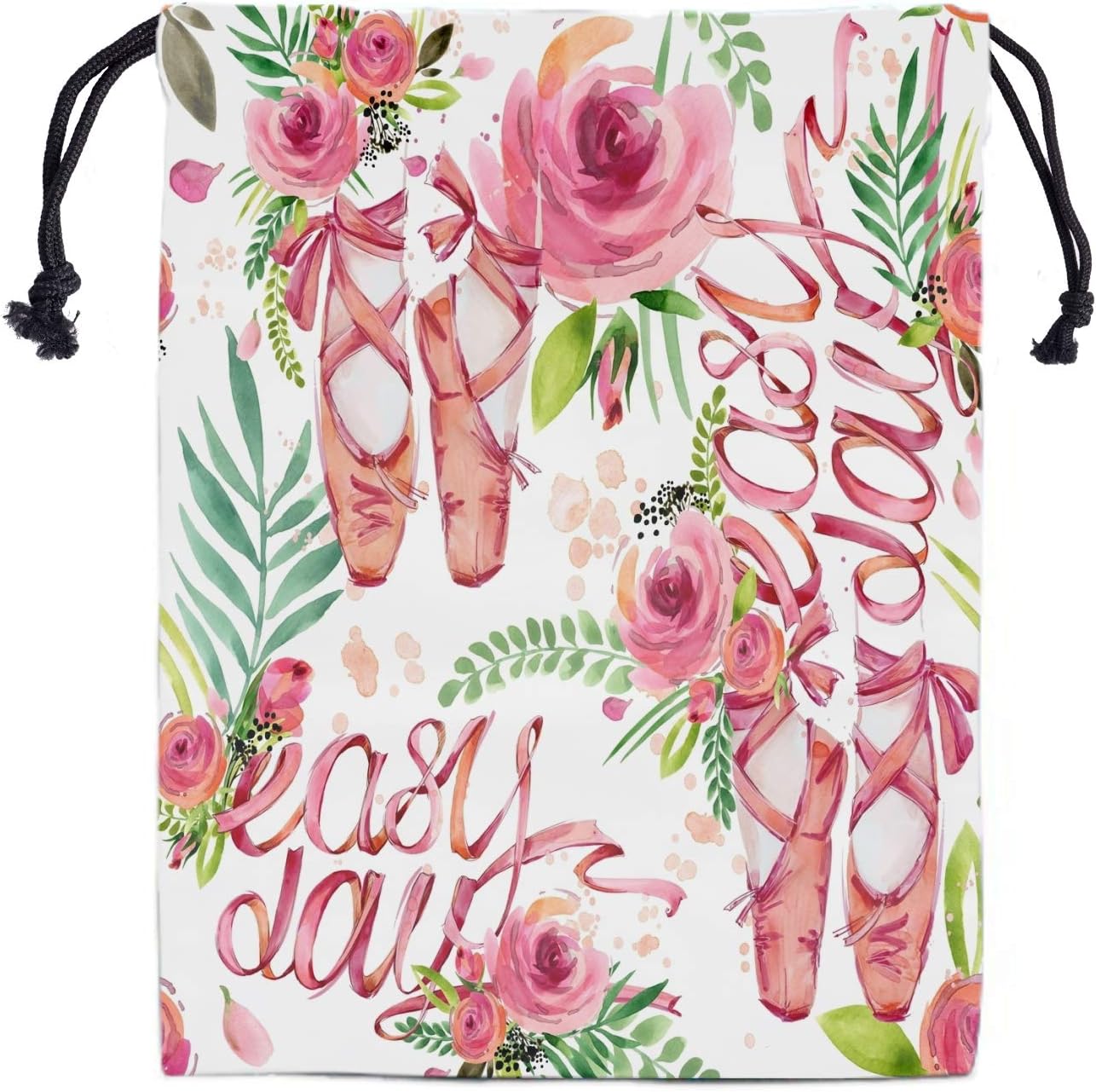 Drawstring Storage Bag Gym Pouch - Floral Gymnastics Grips Bag Personalized Gymnast Bag Girls Flowers Ballet Print Drawstring Dance Shoe Bags for Travel Colorful Favor Bags Party Supplies