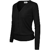 Design by Olivia Women's Classic Button Down Long Sleeve V-Neck Soft Knit Sweater Cardigan