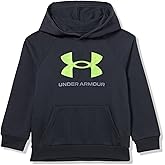 Under Armour Boys' Rival Fleece Big Logo Print Fill Hoodie, (002) Black / / White, Medium