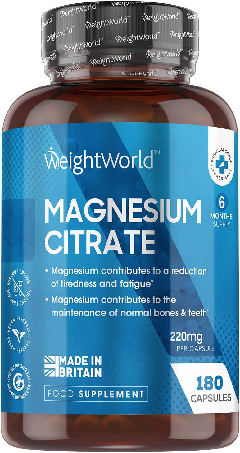 Magnesium Citrate Capsules 1480mg, 240 Capsules, 4 Months Supply, 30% Buffered, Bioavailable Form, 2 Capsules a Day