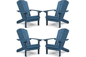 YEFU Adirondack Chairs Set of 4 Plastic Weather Resistant-Navy Blue, Modern Poly Lumber Outdoor Chairs Like Real Wood, Widely Used in Outdoor, Patio, Deck, Outside, Fire Pit Garden, Campfire Chairs