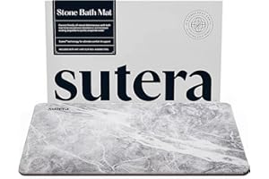 SUTERA - Stone Bath Mat, Diatomaceous Earth Shower Mat, Non-Slip Super Absorbent Quick Drying Bathroom Floor Mat, Natural, Easy to Clean (23.5 x 15 Granite)
