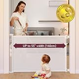 momcozy Retractable Baby Gate 33in Tall 55in Wide White Safety Fence view 3