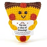 Soobeeke Heart Shaped Mini Pizza Crochet for Joy & Motivation – Positive Crochet Gifts, Emotional Support Crochet Pizza Gifts – Handmade Tiny Pizza Cheer