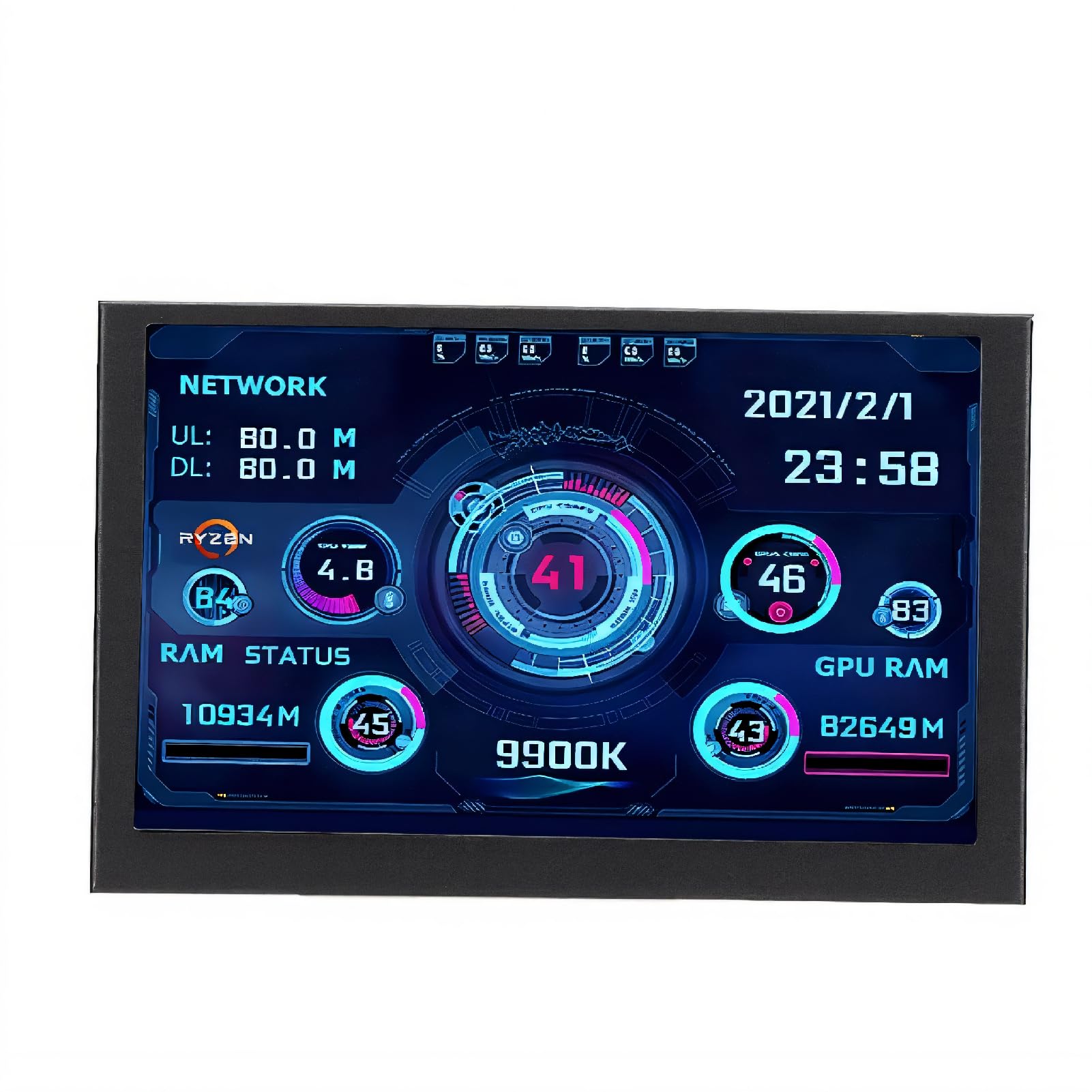 5in IPS Mini Screen, PC Sensor Panel Display, CPU RAM Data Monitor & Host Temperature Control Dynamic LCD