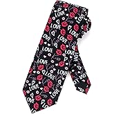 JUNMEISI Men's Heart Tie 3.27" (8.3CM) Valentines Day Necktie For Men Wedding Holiday Party for Husband Father's Day