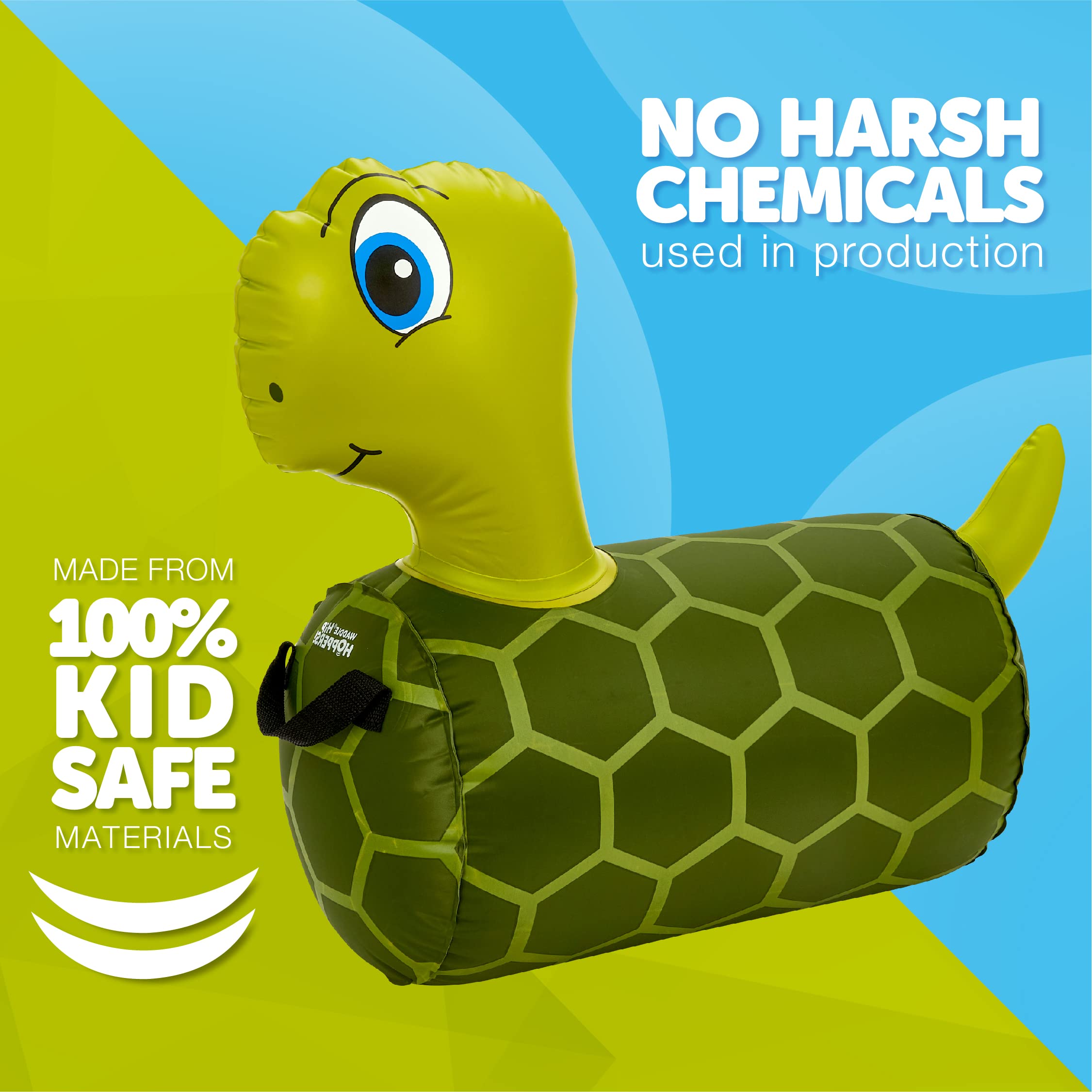 Hip Hopper Inflatable Hopping Animal Bouncer Turtle, Ages 2 and Up, Supports Up to 85 Pounds