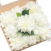 Ling's moment Artificial Flowers 9pcs Silk Dahlia 5.5"/4.5" Fake Flowers for DIY Wedding Craft Bouquets Centerpieces Arrangements Party Baby Shower Home Decorations (Ivory)