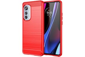 Aikcks for Moto Edge 2022 Phone case, Shockproof, Scratch Resistant Carbon Fiber Jacket, Soft TPU,for Moto Edge 2022 case (Red)