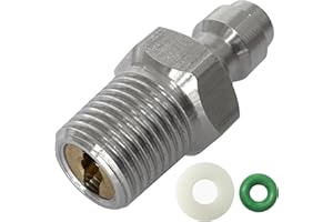 HMKUGO 8mm Quick-Disconnect Plug Adapter, Stainless Steel 1/8" NPT Male Thread PCP Paintball Charging Fittings with Sealing O-Ring