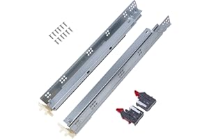 Gobrico Under/Rear Mounted Soft Close Drawer Slides 18" Full Extension Concealed Drawer Glides with Mounting Clips Bracksets 1Pair (2Pieces)