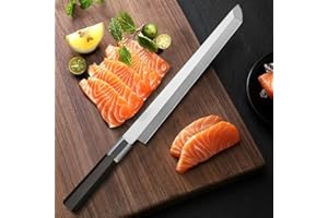 Sashimi Knife Japanese - 10.5 inch Japanese Sushi Sashimi Knives VG10 Stainless Steel Single Bevel Blade, Perfect Ebony Handl