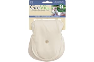 GroVia 100% Certified Organic Cotton Reusable Soaker Pad for Baby Cloth Diapering Hybrid Diaper Shell (2 Count)