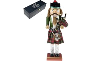 Clever Creations Platinum Scottish Bagpiper 14 Inch Traditional Wooden Nutcracker, Festive Christmas Décor for Shelves and Tables