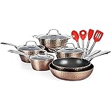 LovoIn 14 pcs Cookwares, Pots and Pans Set Has a non-stick, durable and Anti-Scalding Surface New Version of Hammer Fryer, in