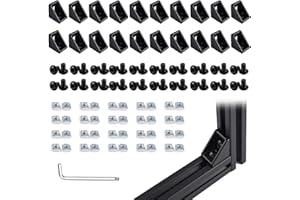 TOCLUX 20 Sets Black 2020 Corner Bracket Kit for 2020 & 2040 Aluminum Extrusion Rail - Brackets, M5 Sliding T-Nuts & Hex Screws, Ball-End Hex Wrench – for 20 Series 6mm T Slot Extruded Aluminum Hardware