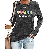 Be Kind Shirts for Women Blessed Graphic Tees Inspirational Teacher T-Shirt Long Sleeve Casual Tops Blouse