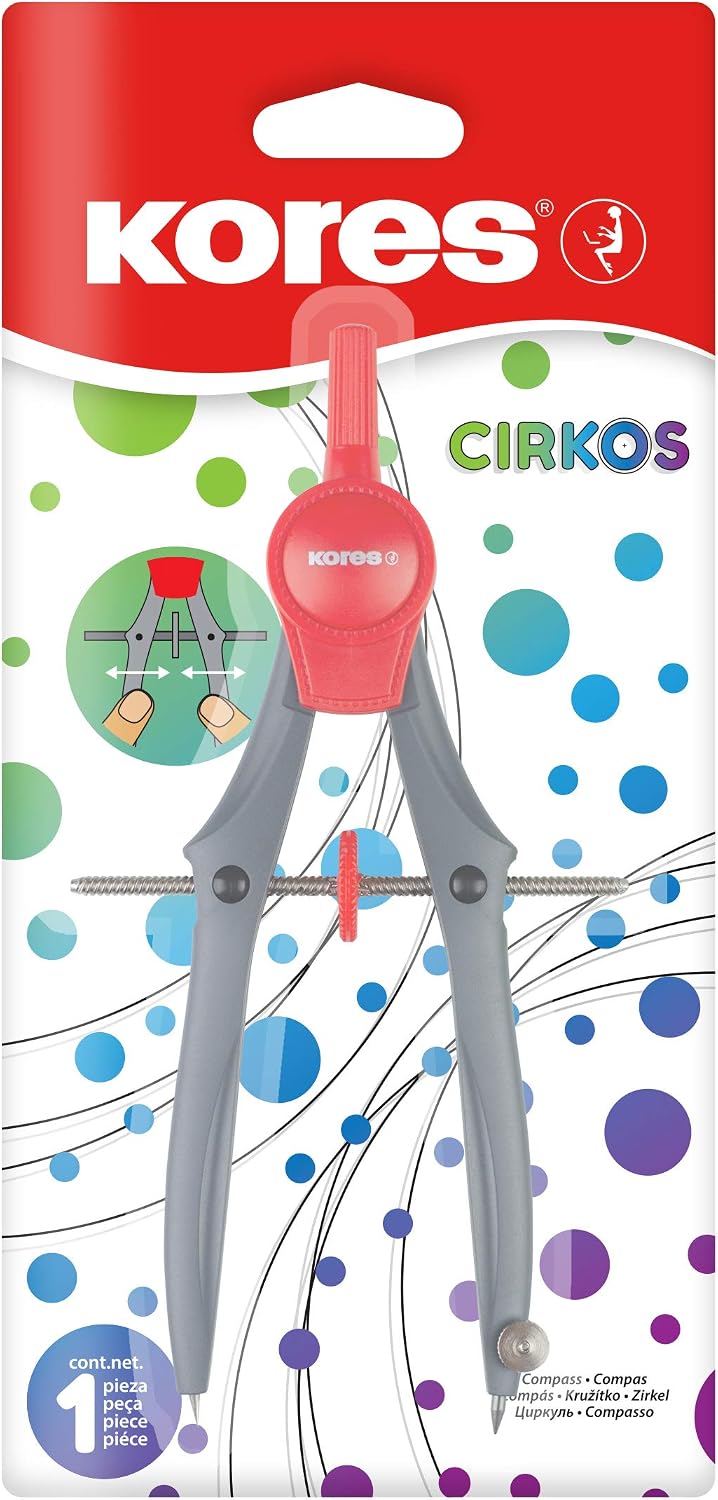 Kores, Compass, Cirkos Plastic Compass in Blister, Compass Maths, School Supplies, Back to School Supplies, School Compass - Image 3